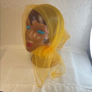 Vintage Sheer Orange Nylon Chiffon Scarf Headwrap